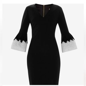 Ted Baker - Fluted Embroidery Sleeve Dress